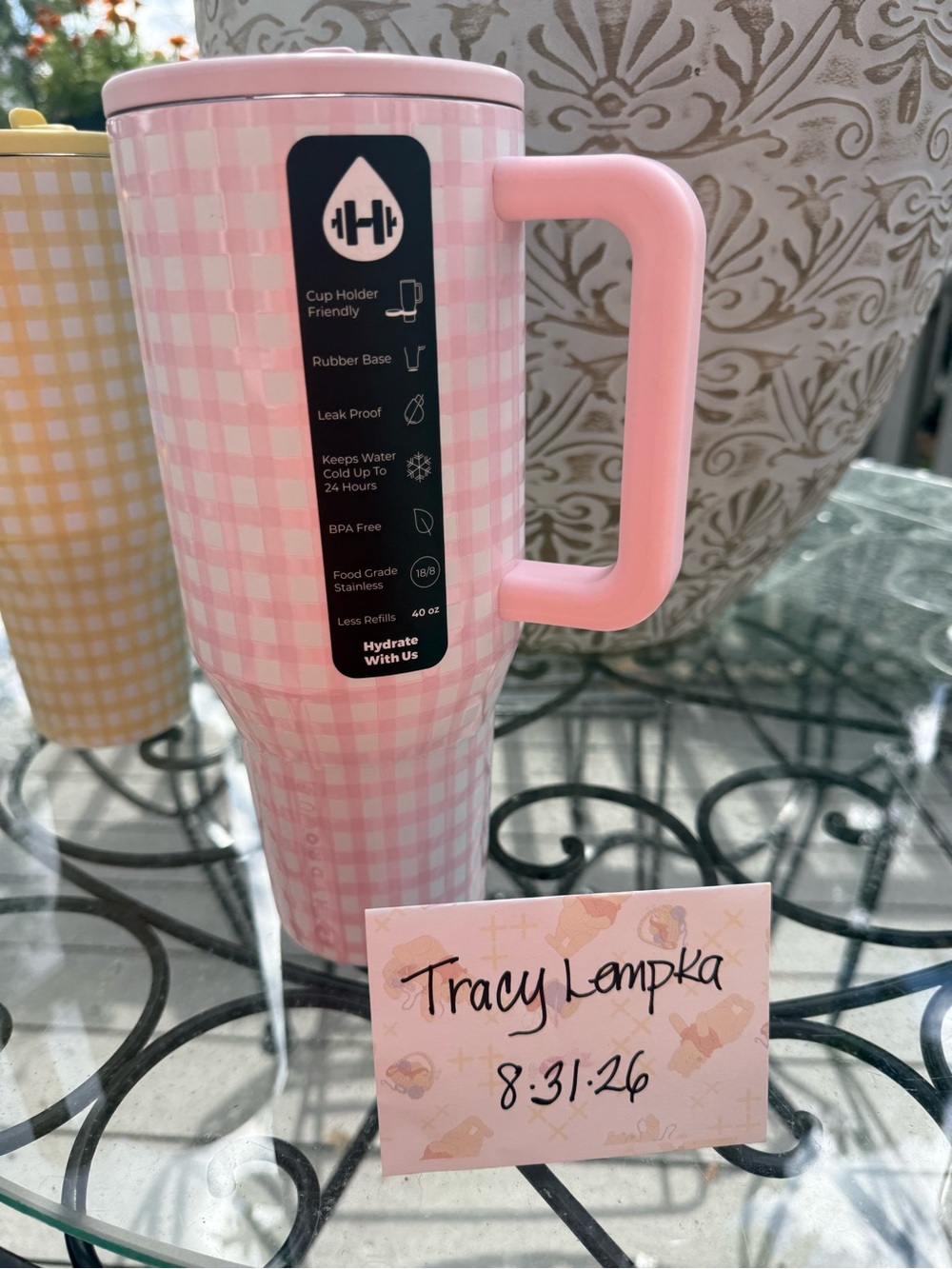 HydroJug 40 oz Pink Gingham Traveler BNWT retired pattern